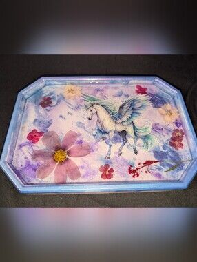 Handmade Pegasus Floral Resin Tray
